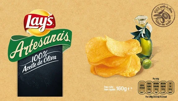 Ficha del producto Lay's Artesanas con la tipografía modificada