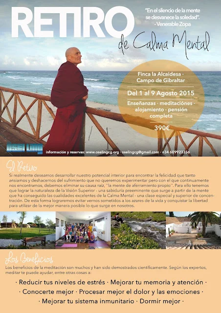 Curso de Meditación y Calma Mentalcon el ven. Lobsang Zopa en Agosto