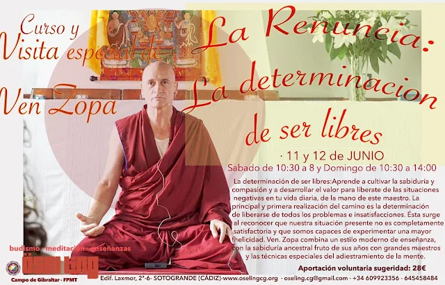 Aprende a Meditar en Granada y Cádiz con el Venerable Lobsang Zopa. Junio 2016