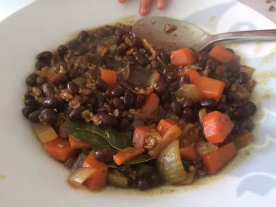 Azukis con arroz integral y zanahoria