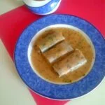 CANELONES DE PUERRO RELLENOS DE AZUKI, RISOTTO Y CALABAZA por MariaJose F-Gamazo
