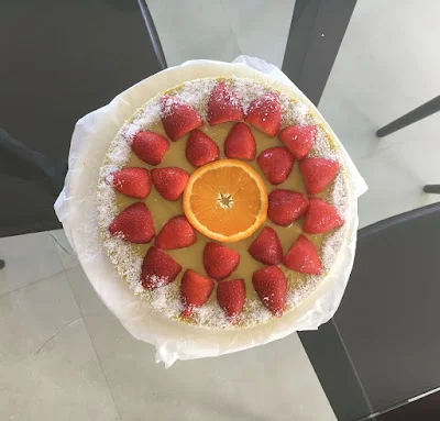Tarta de aguacate y naranja