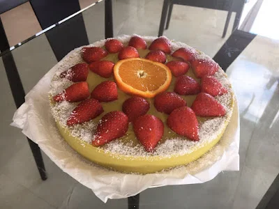 Tarta de aguacate y naranja