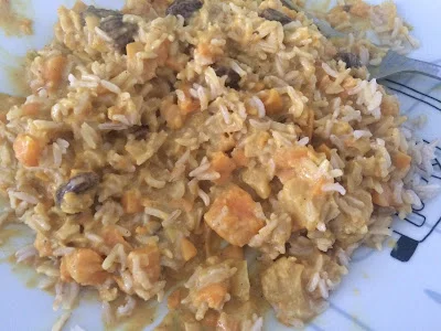 Arroz basmati con boniato, cúrcuma y curry