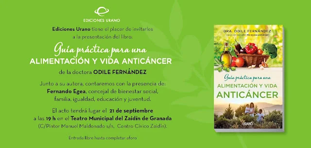 Próximos eventos Mis Recetas Anticáncer: GRANADA, MADRID, TENERIFE Y BARCELONA
