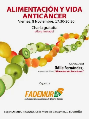 Alimentación Anticáncer en Logroño. 8 de Noviembre. Entrada gratuita