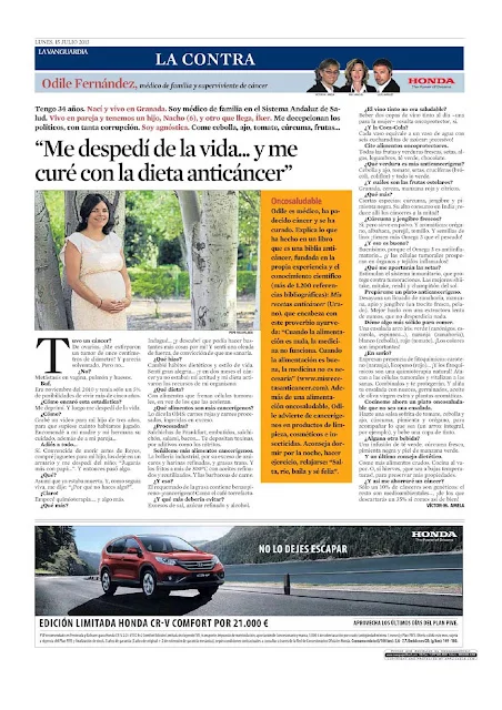 Libro Mis Recetas Anticáncer en radio,  prensa y TV