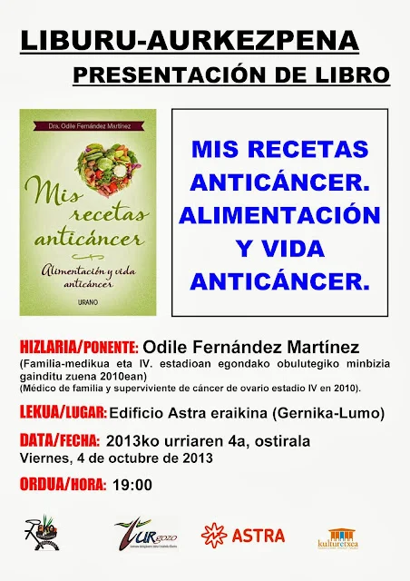 Charla-presentación de Mis Recetas Anticancer en Gernika. 4 de Octubre