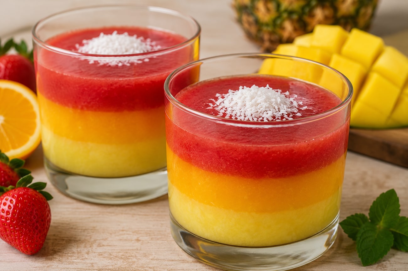 Combinado de frutas en 4 capas (postre por estaciones)