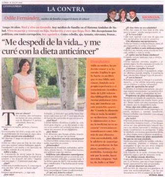Mis recetas anticancer, odile fernandez, la vanguardia, la contra