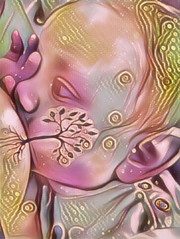 Foto de lactancia editada con el efecto árbol de la vida o Tree of Life