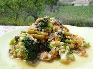 Arroz con Espárragos, Brócoli y Setas