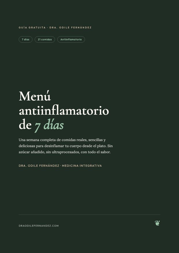 Portada del Menú antiinflamatorio de 7 días de la Dra. Odile Fernández