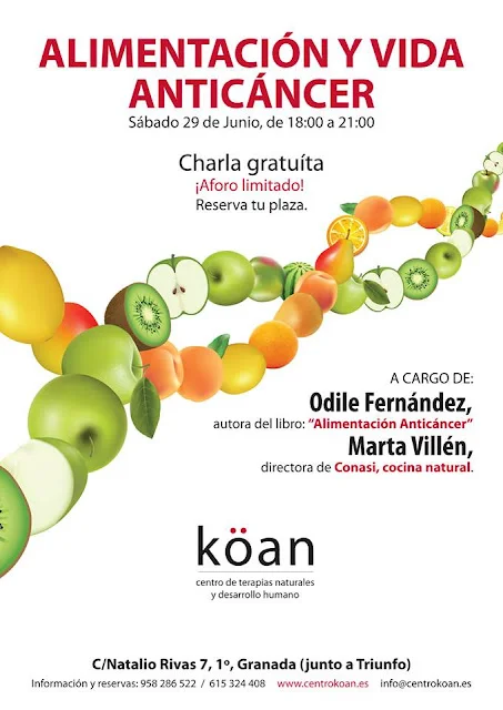 Charla Alimentación y Vida Anticáncer en Granada. 29 Junio
