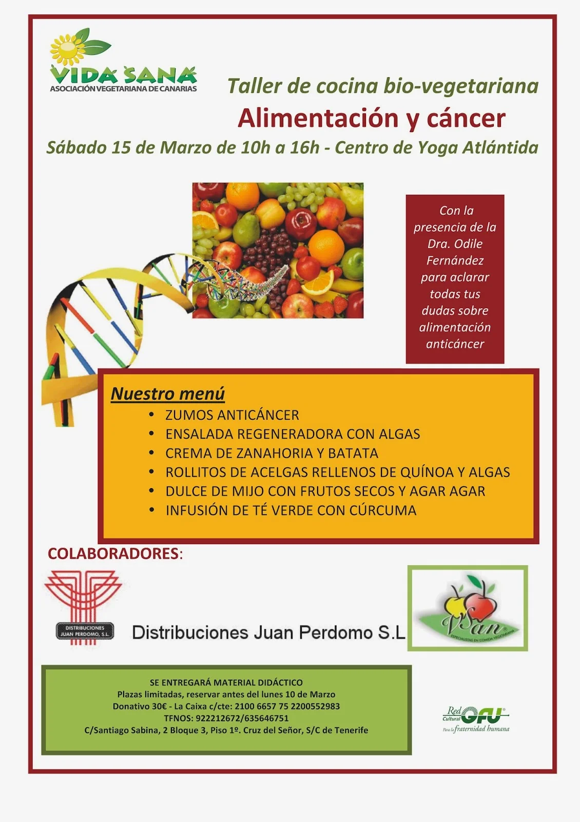 Mis Recetas Anticáncer en Tenerife: conferencia y taller (14-15 marzo)