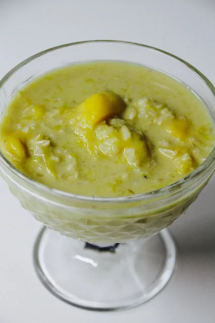Arroz integral  basmati con leche de coco y mango