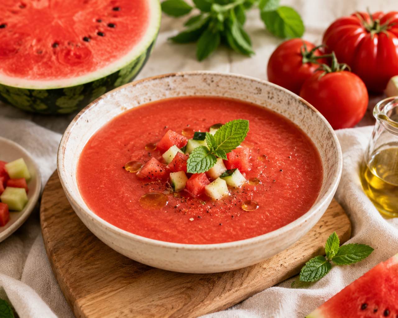 Gazpacho de sandía y tomate: refrescante y antioxidante