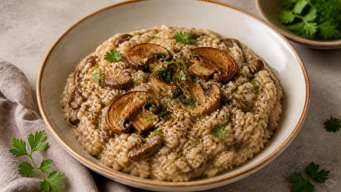 Risotto de arroz integral con setas