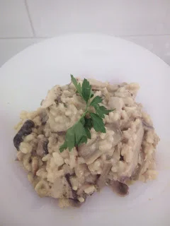 Risotto de shitake, champiñones, alcachofas y cebolla por Marta