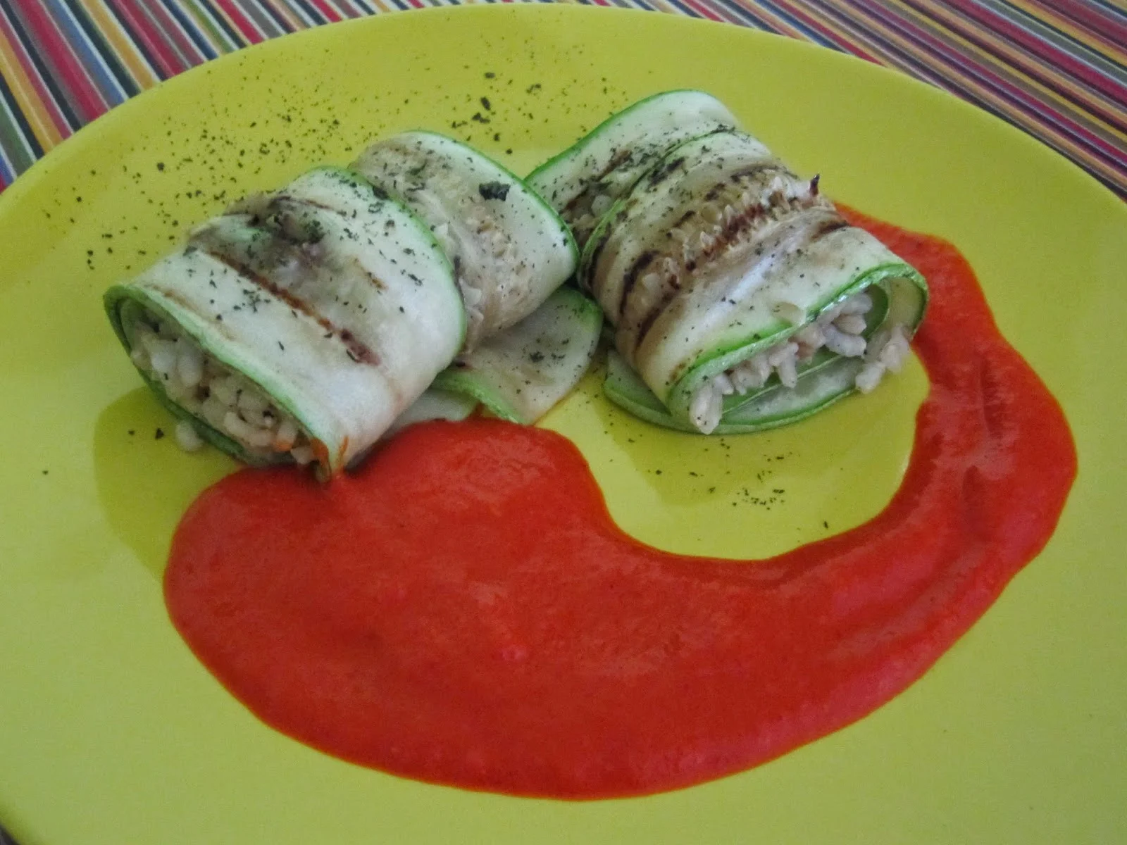 Rollitos de calabacín rellenos de arroz a la menta por Cristina